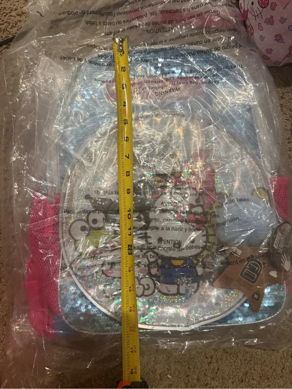 Hello Kitty & Friends Sequin Glitter Backpack NWT Kids School Bag